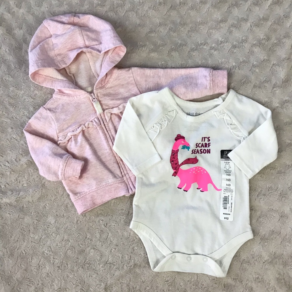 Newborn Baby Girl Bundle Light Jacket Shirt Dino